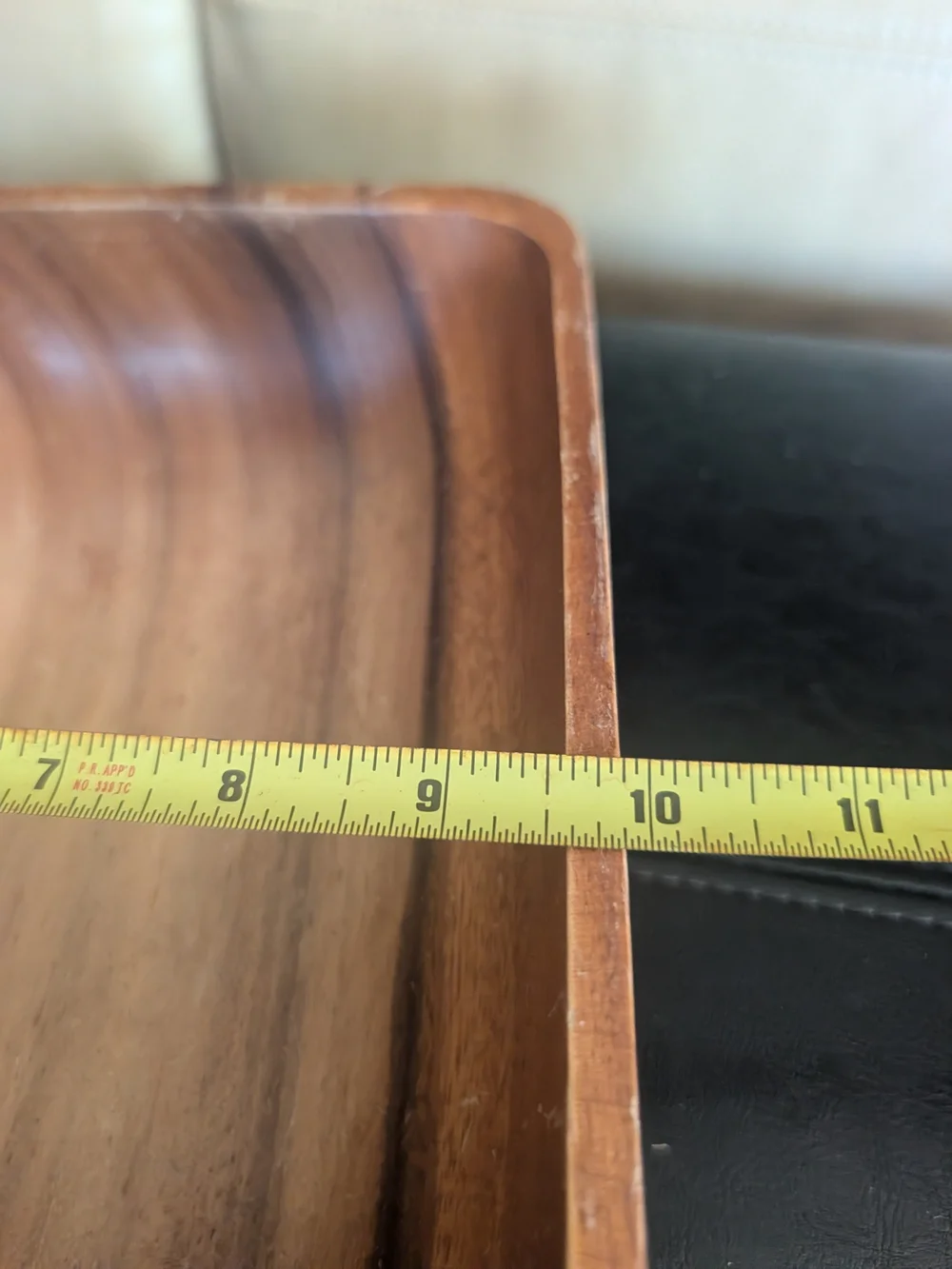 Hand-Carved Wood Square Tray in Brown